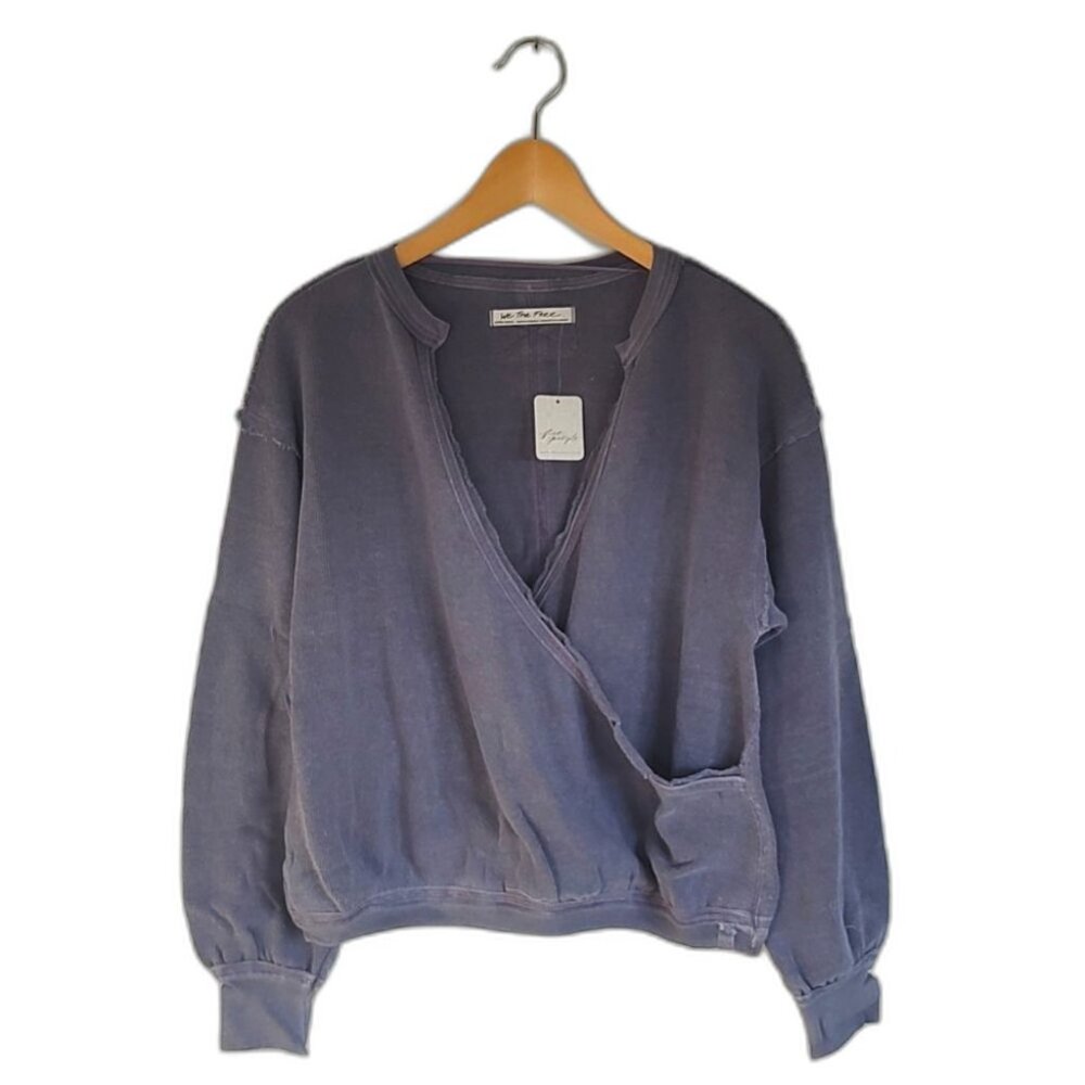NWT! Free People Anyway Tee Fallen Fig Colorway Wrap-Front Oversized Size XS